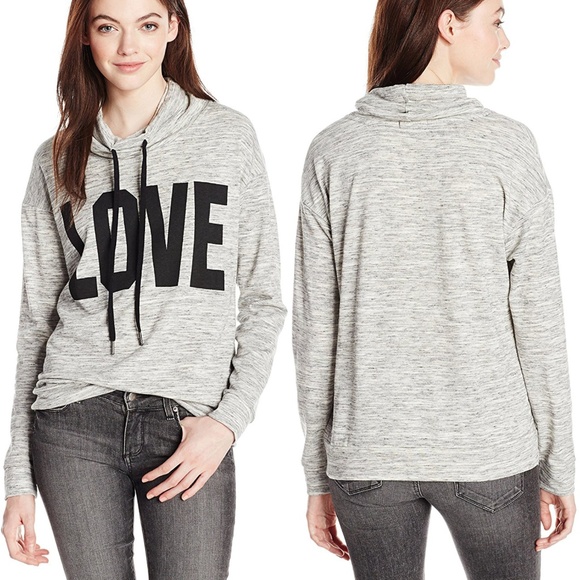 'LOVE' French Terry Cowl Neck Pullover NWT - Picture 8 of 8