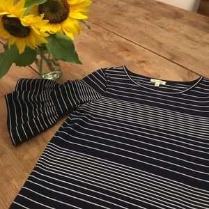 Woman's navy blue/white stripe top