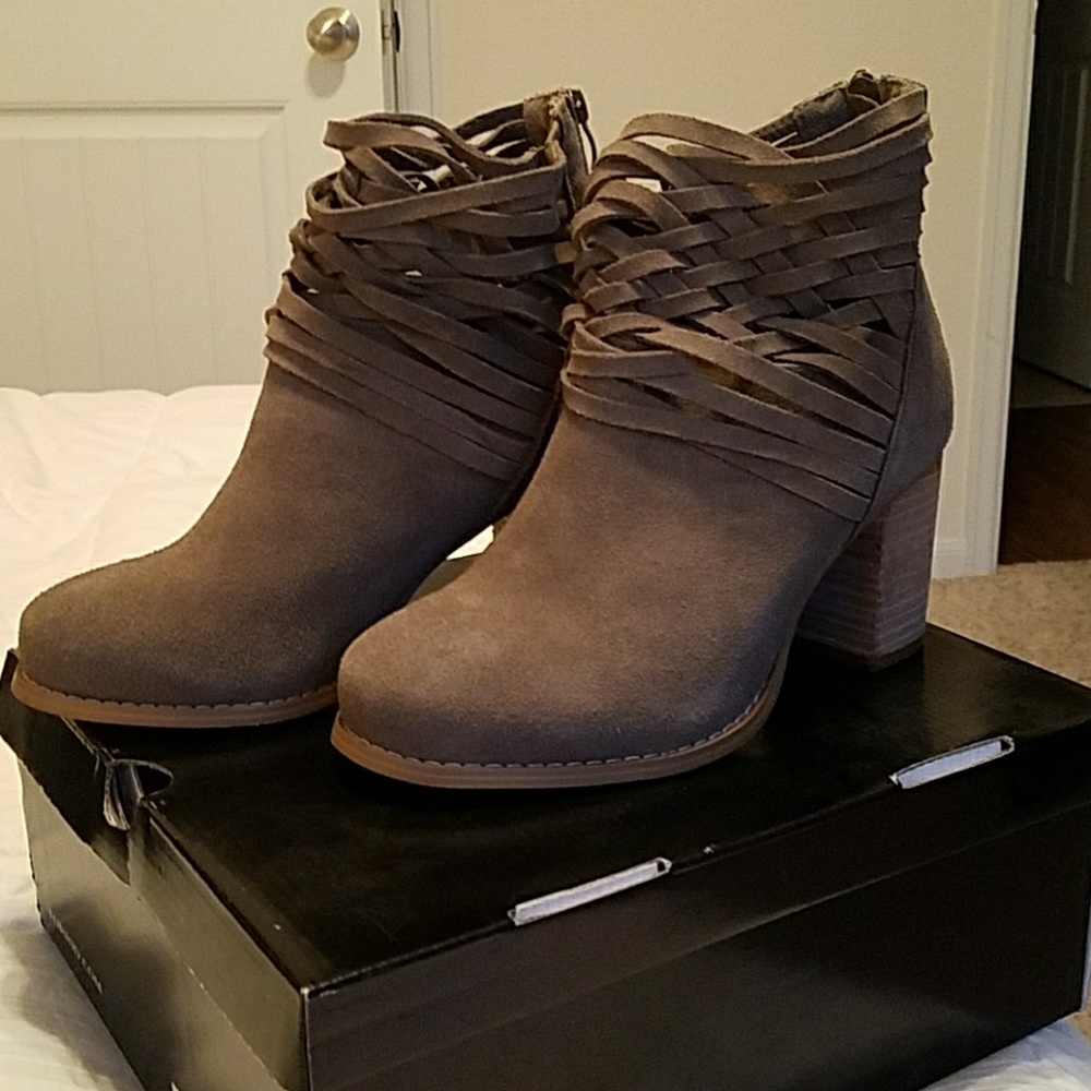 Torrid Taupe Suede Strappy Ankle Boots