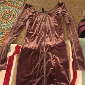 Purple suede zipper dress