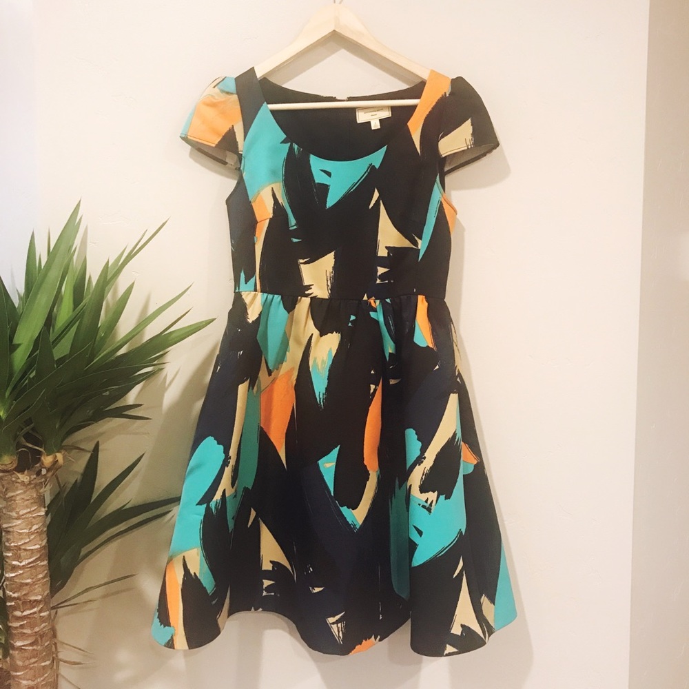 Anthropologie abstract party dress