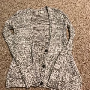Grey and white long sleeve knit sweater/cardigan