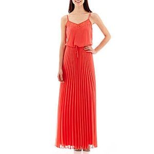 Bisou Bisou Pink Pleated Maxi Dress - Size 14