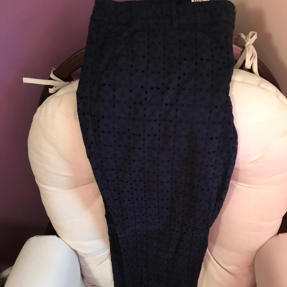 Navy lace ankle pants