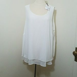 2X BISOU BISOU WHITE BLOUSE NWT