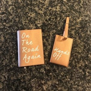 Rose gold passport holder and baggage tag