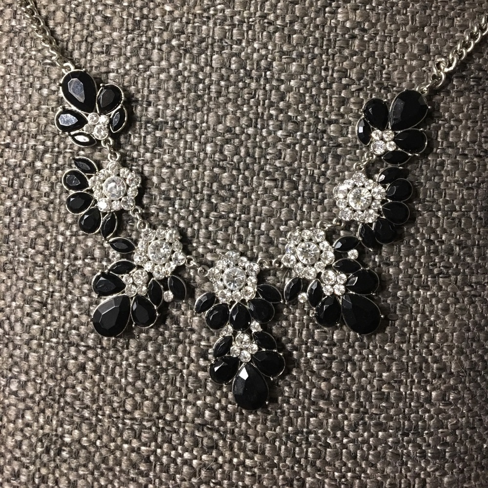 Black and crystal necklace