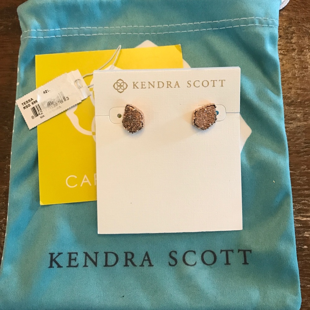 Kendra Scott Tessa stud earrings rose gold druzy