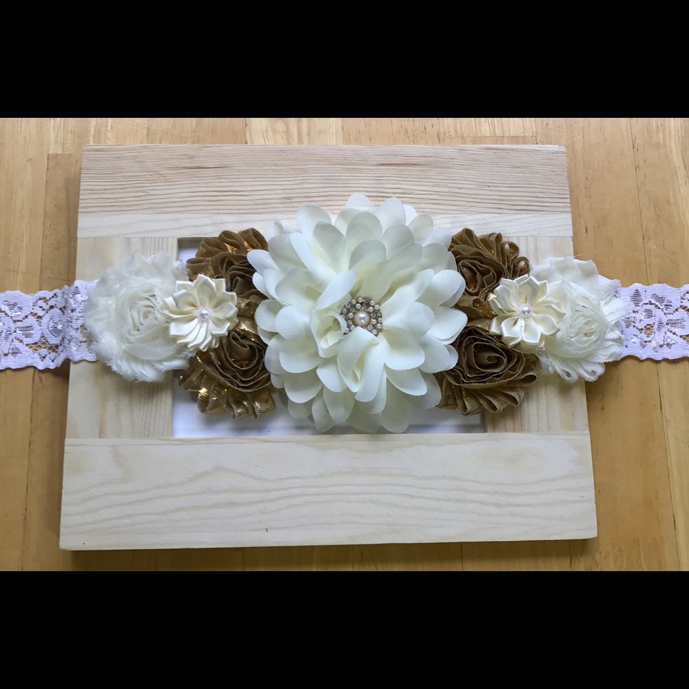 NWOT Cream and Gold Maternity or Bridal Sash