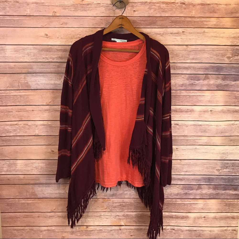Maroon coverup with an orange burnout