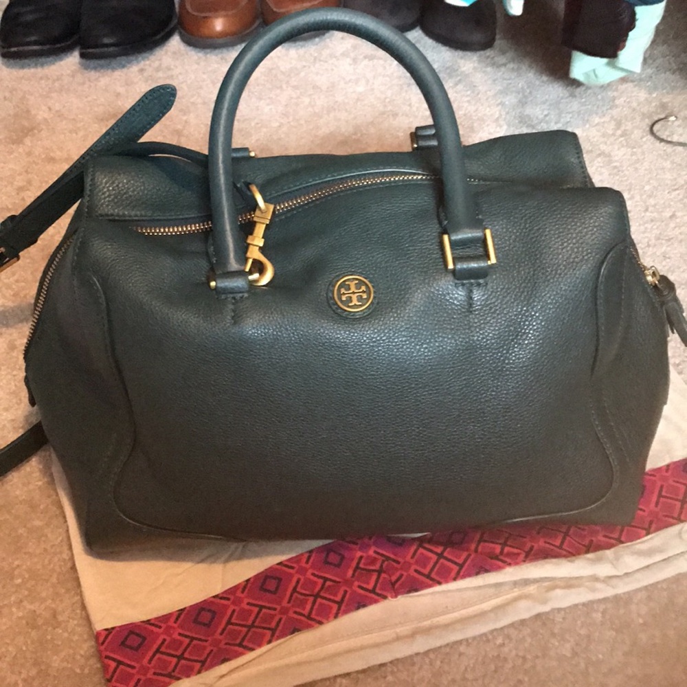 Tory Burch forest green satchel