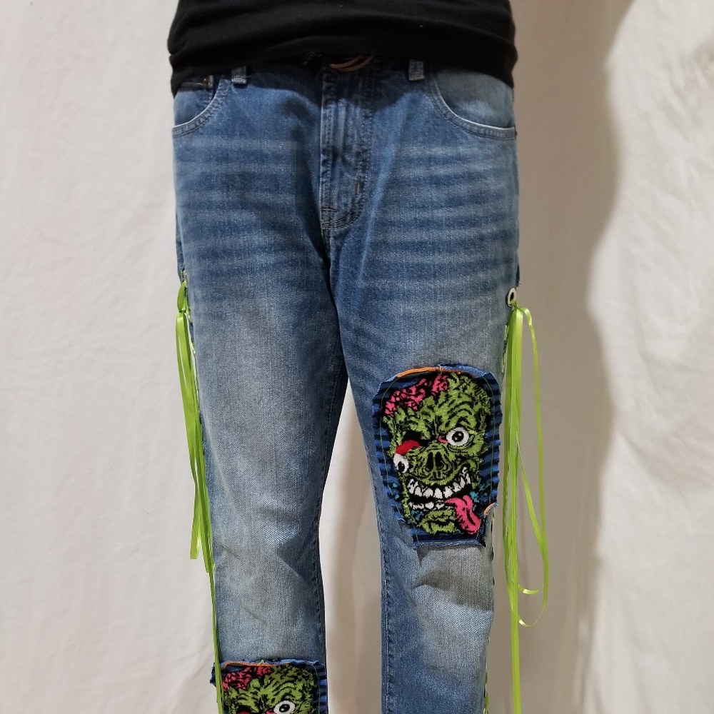 Revamped Green Zombie Lace Up Pants - 30"/32"