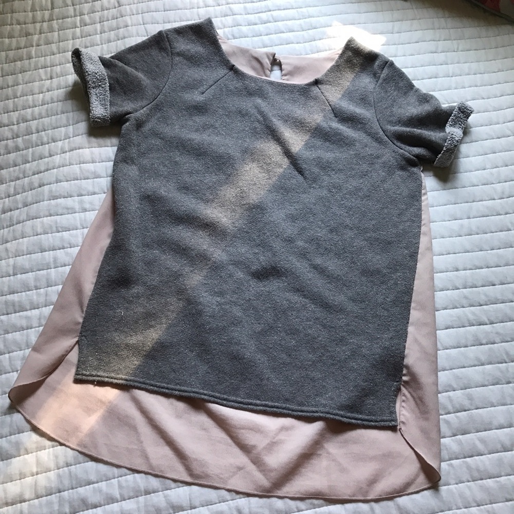 HP 10/8 AEO Gray Sweater-Top W/ Chiffon Back