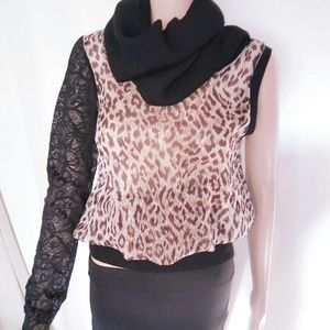 Dolce & Gabanna leopard cowl neck blouse