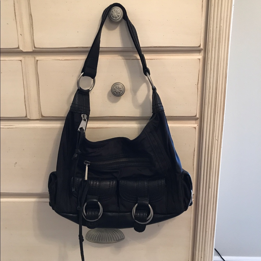 Banana Republic leather and nylon shoulder bag