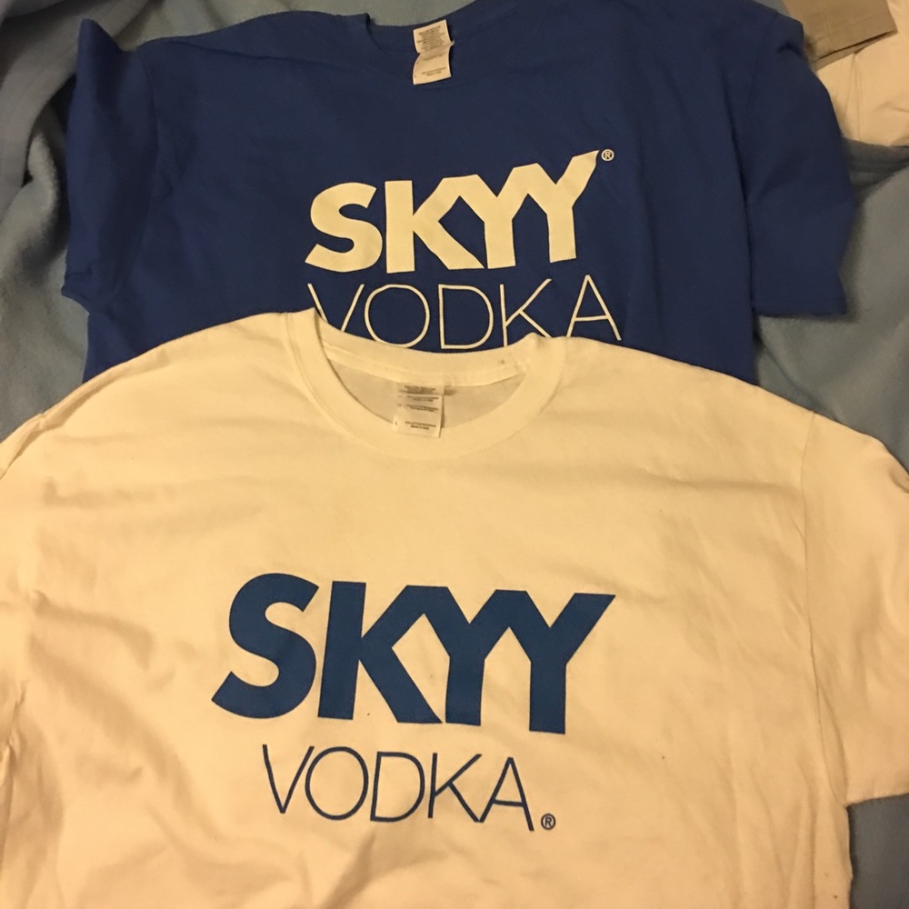 2 Skyy vodka shirts