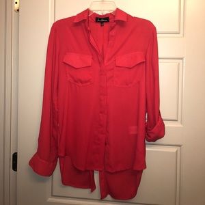 Deep Coral Sam Edelmon Blouse w/ Zipper Shoulders