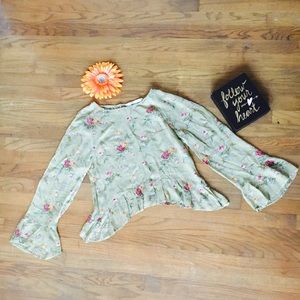 Zara Premium Denim Collection Floral Crop Top