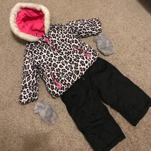 Adorable Carter's pink and leopard print snowsuit