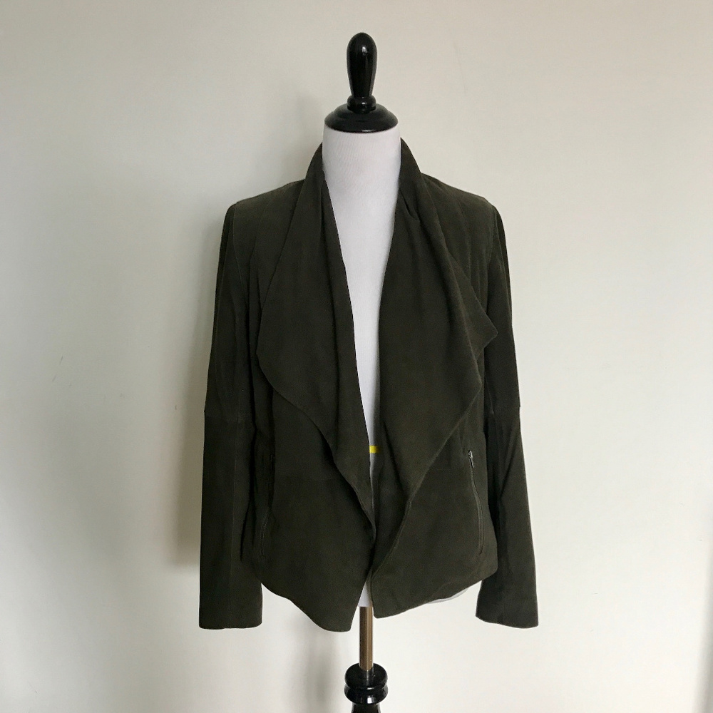 Joie Olive Green Suede Leather Jacket  Size Small