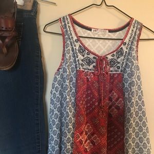 Pattern & Lace Tank Top
