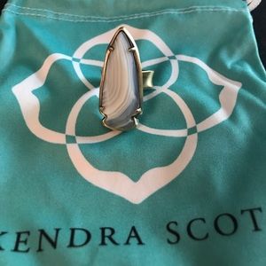 Kendra Scott adjustable ring, brass and agate
