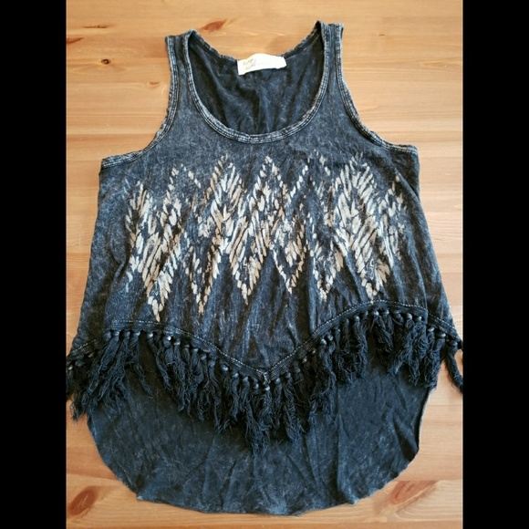 SOLD Vintage Havana Tribal Fringe Muscle Tank SZ S - Picture 2 of 8