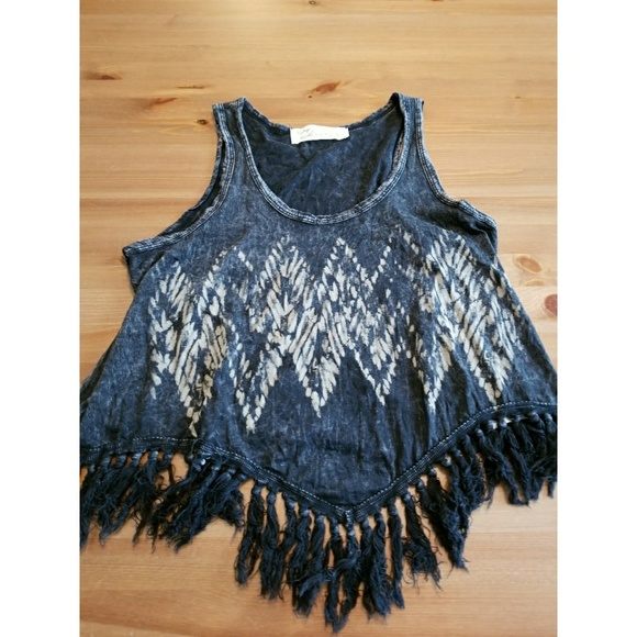 SOLD Vintage Havana Tribal Fringe Muscle Tank SZ S - Picture 3 of 8
