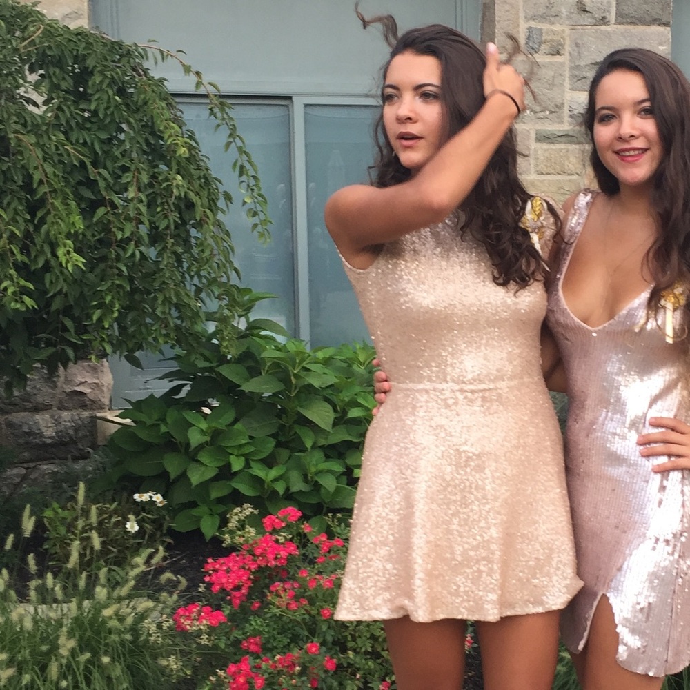 Champagne Sequin Mini Dress