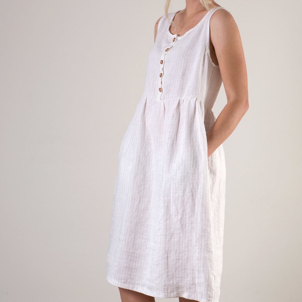 Pyne and smith white sleeveless linen dress xs