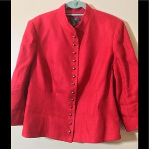 Ralph Lauren red linen fitted jacket blazer