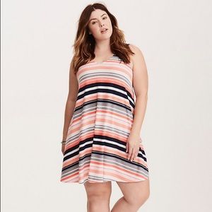 Torrid Striped V-Neck Trapeze Dress