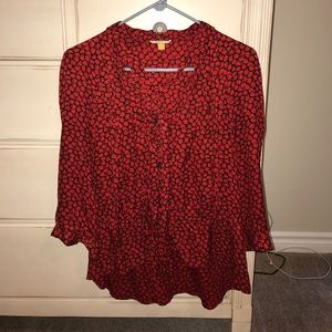Anthropologie Leifsdottir red floral blouse sz 6