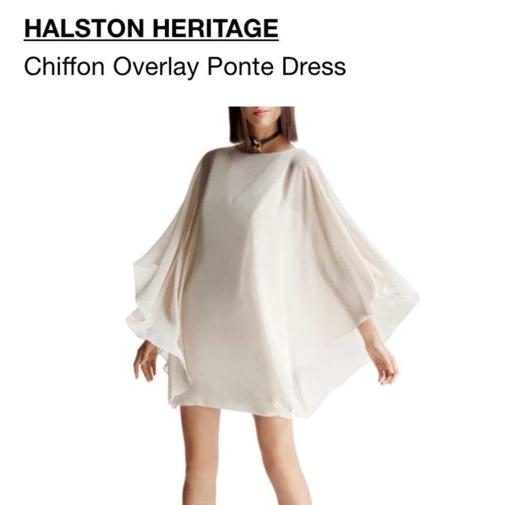 ISO HALSTON HERITAGE PONTE CHIFFON OVERLAY DRESS