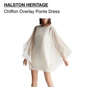 ISO HALSTON HERITAGE PONTE CHIFFON OVERLAY DRESS