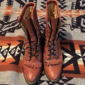 Vintage Laredo Lace-Up Heeled Roper Boots