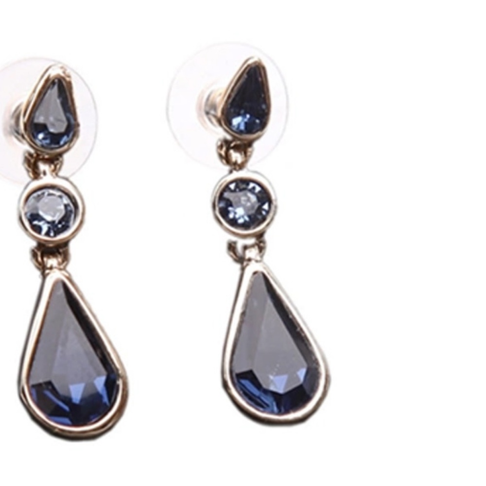 GIVENCHY  Goldtone Crystal Earrings - Blue