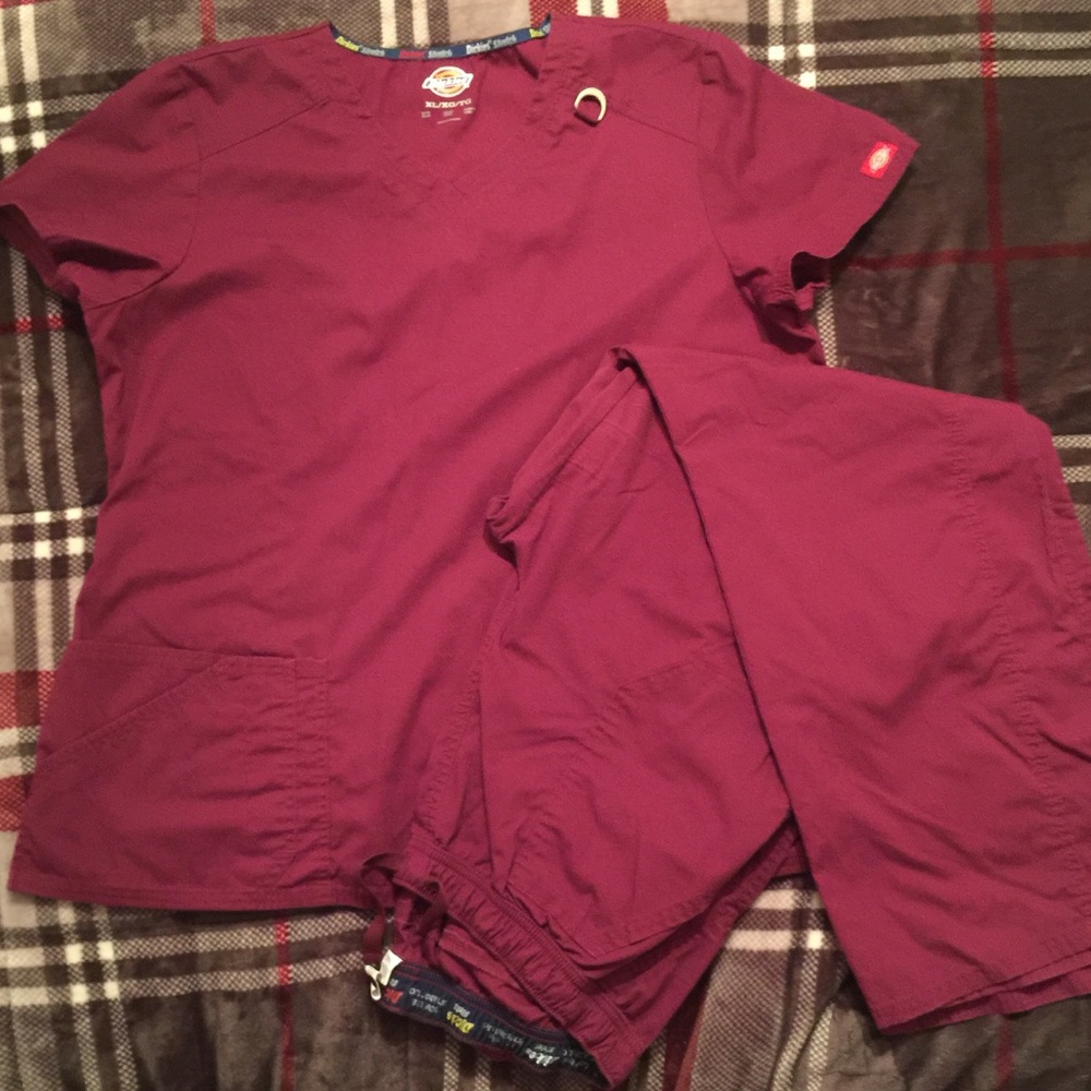 Dickie's Scrub Set in Wine