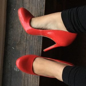 Hot Coral JS Almond Toe Pumps
