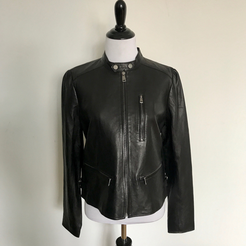 Ralph Lauren Black Leather Jacket Size 8/ M