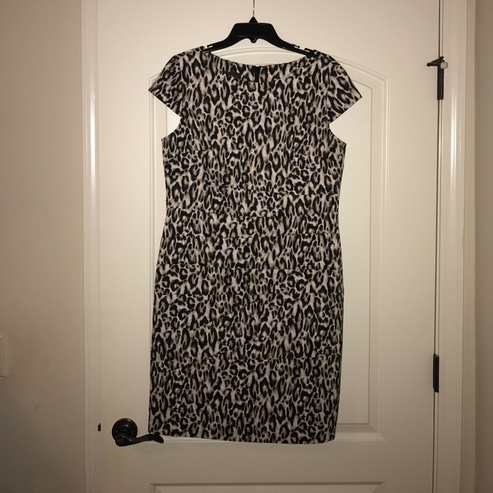 Leopard print sheath dress, size 14.
