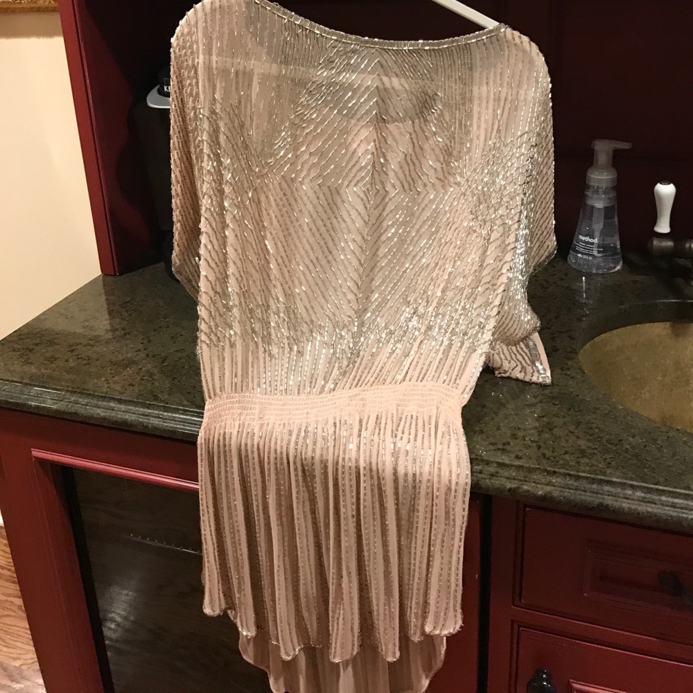 Champagne Parker Beaded Mini Dress/ Tunic