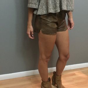 Distressed Leather Mini Shorts