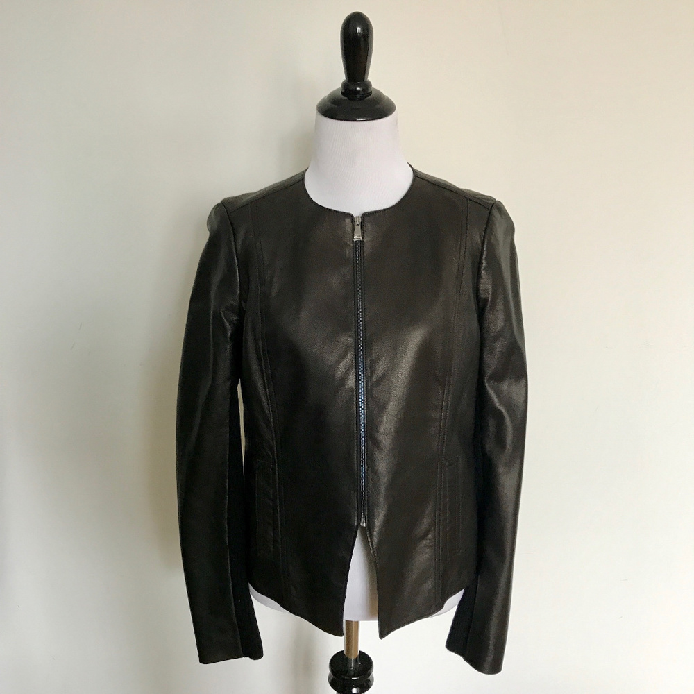 Vince Black Tailored Leather Jacket Size 8