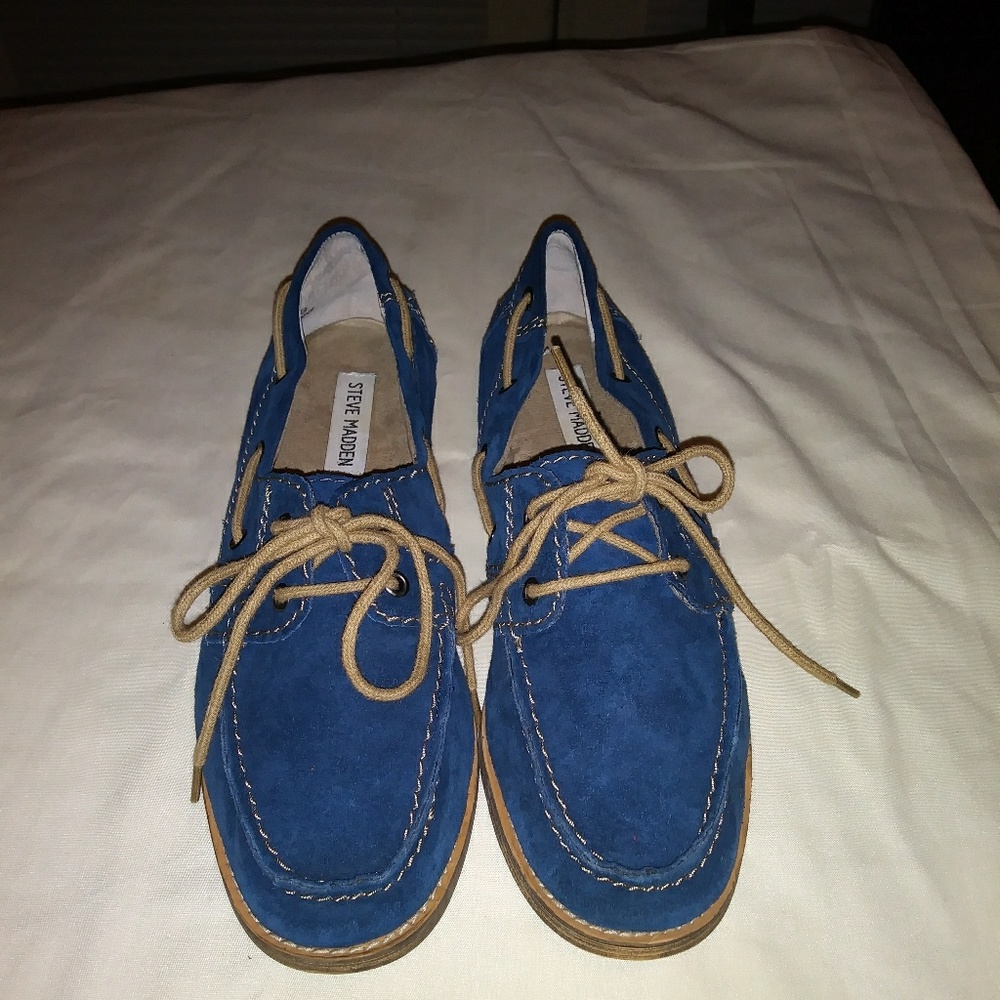 Nice Blue Suede Lofas By Steve Madden Size 8 1/2