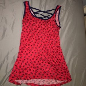 Red and blue stared tank top