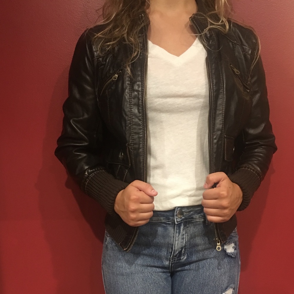 Dark brown leather  jacket