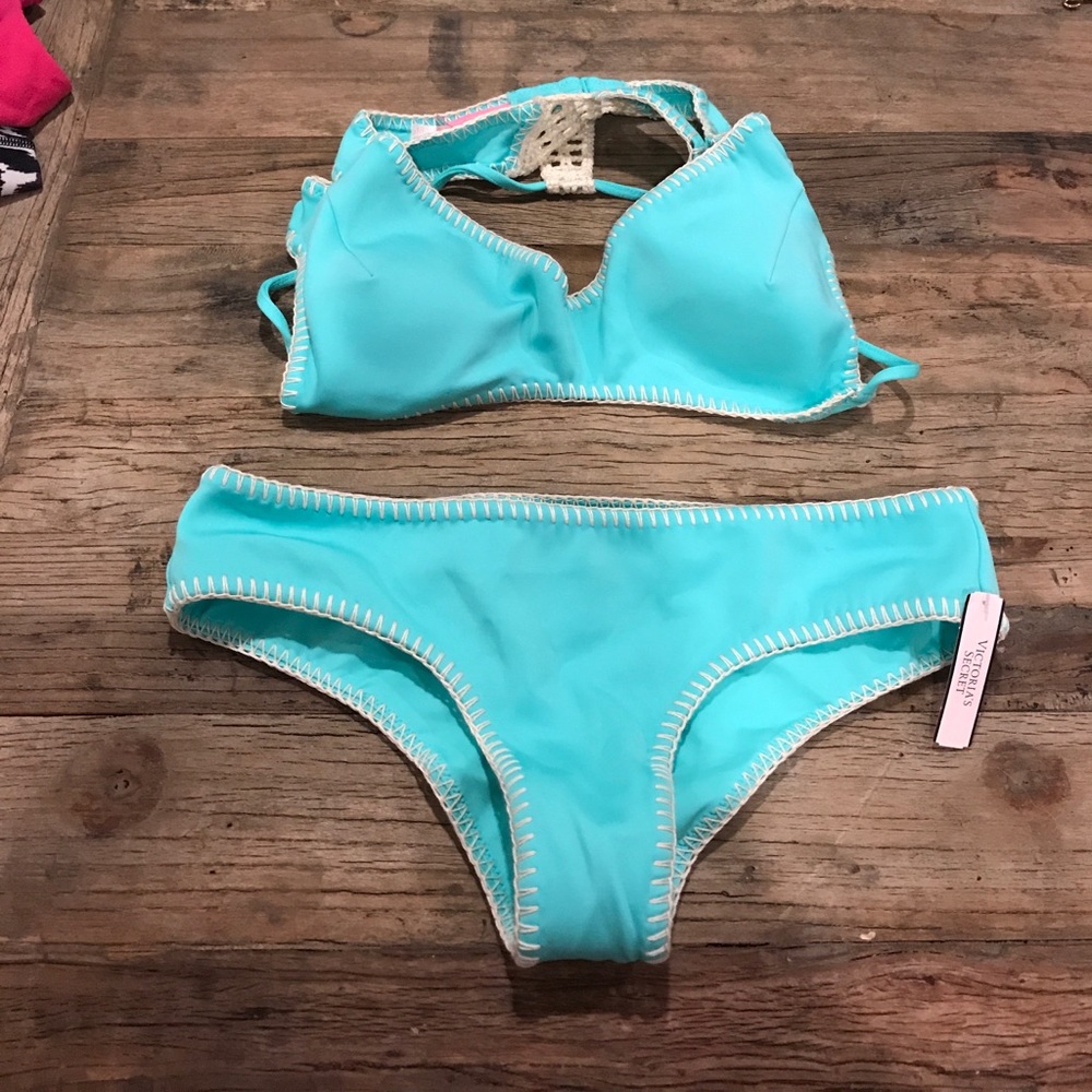 Victoria's Secret teal crocheted bikini