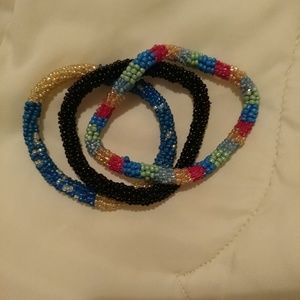 3 never worn mini bead bracelets