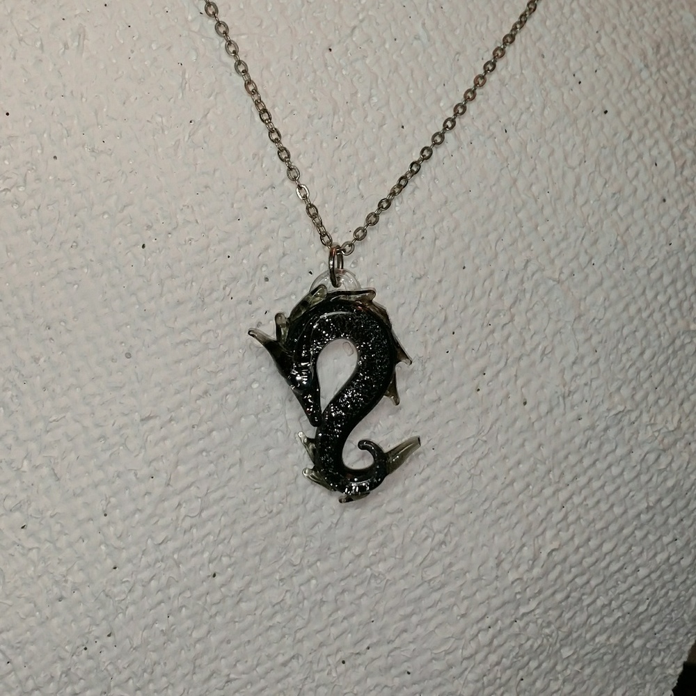 Handmade glass thrown dragon pendant